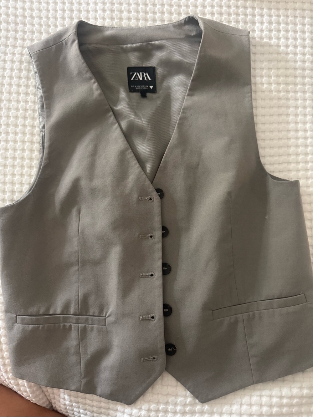 ZARA Light Gray Tailored Waistcoat